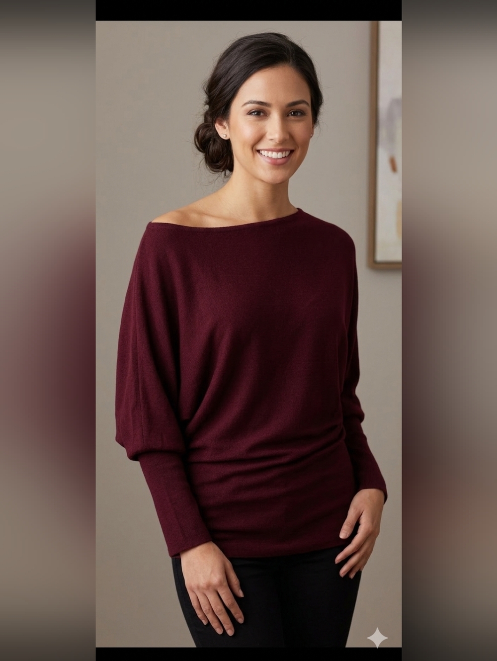 OGL Off-Shoulder Fleece Pullover in Deep Wine